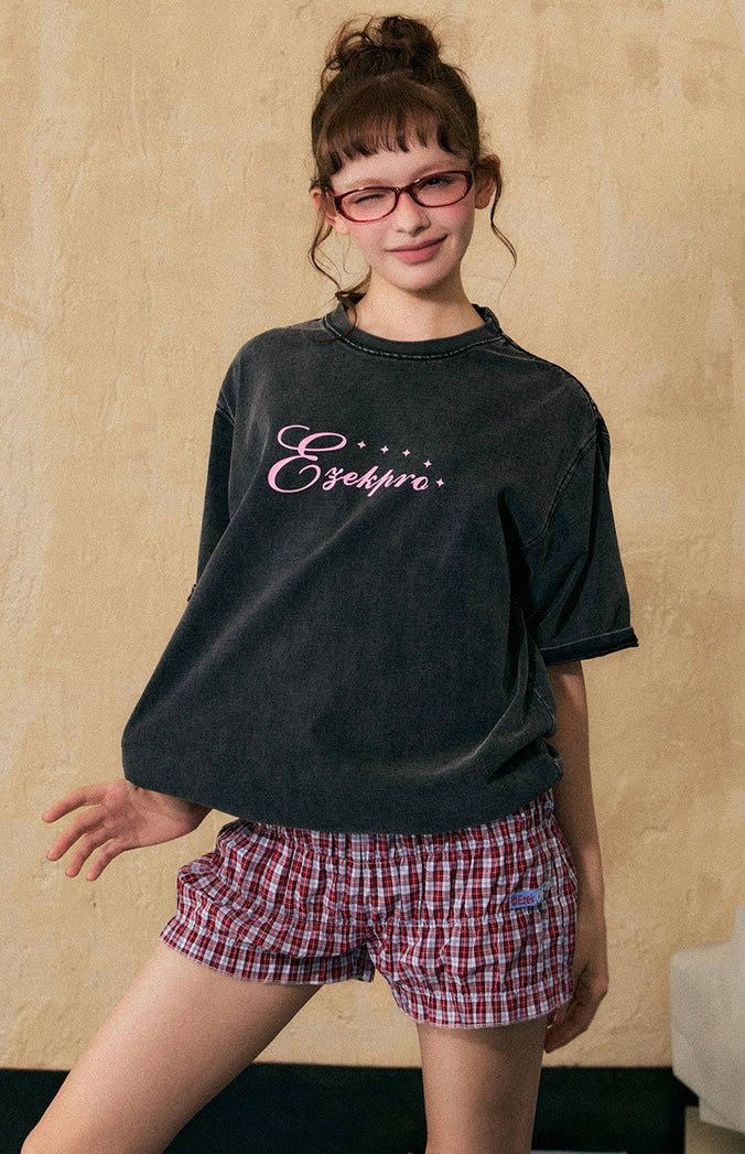 EZEK&STUDIO American Retro neck short sleeve T-shirt