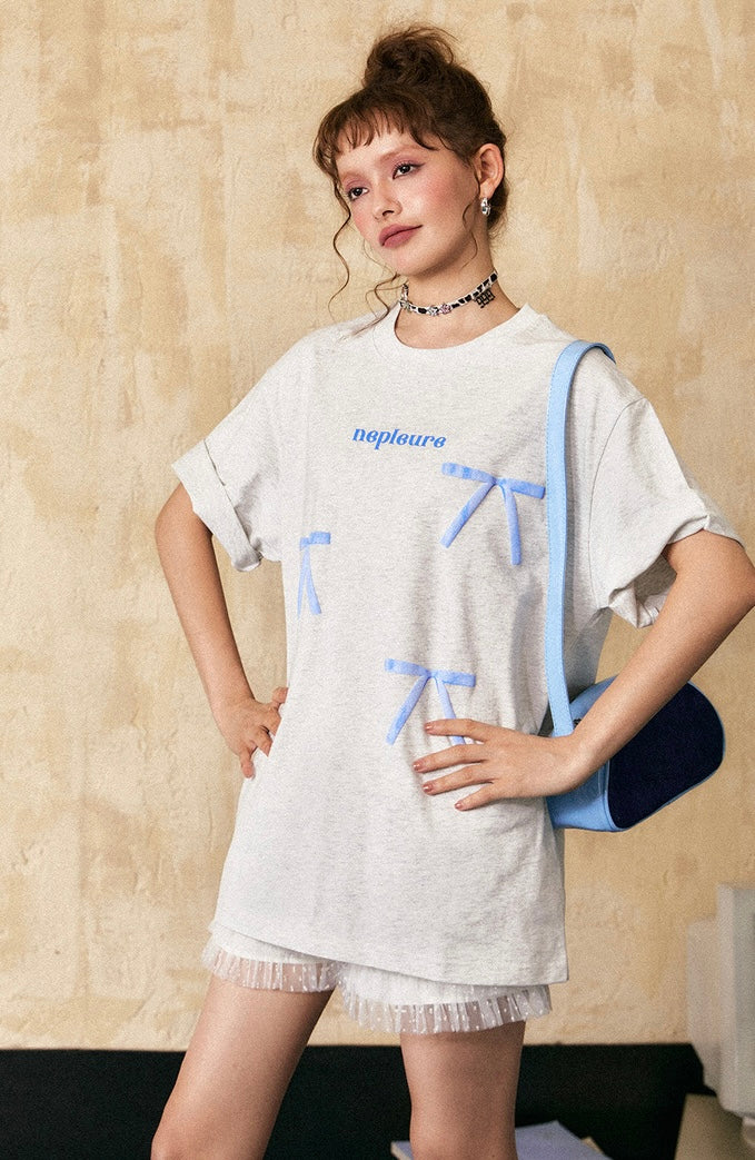 EZEK&STUDIO American Retro ribbon Short Sleeve T-Shirt
