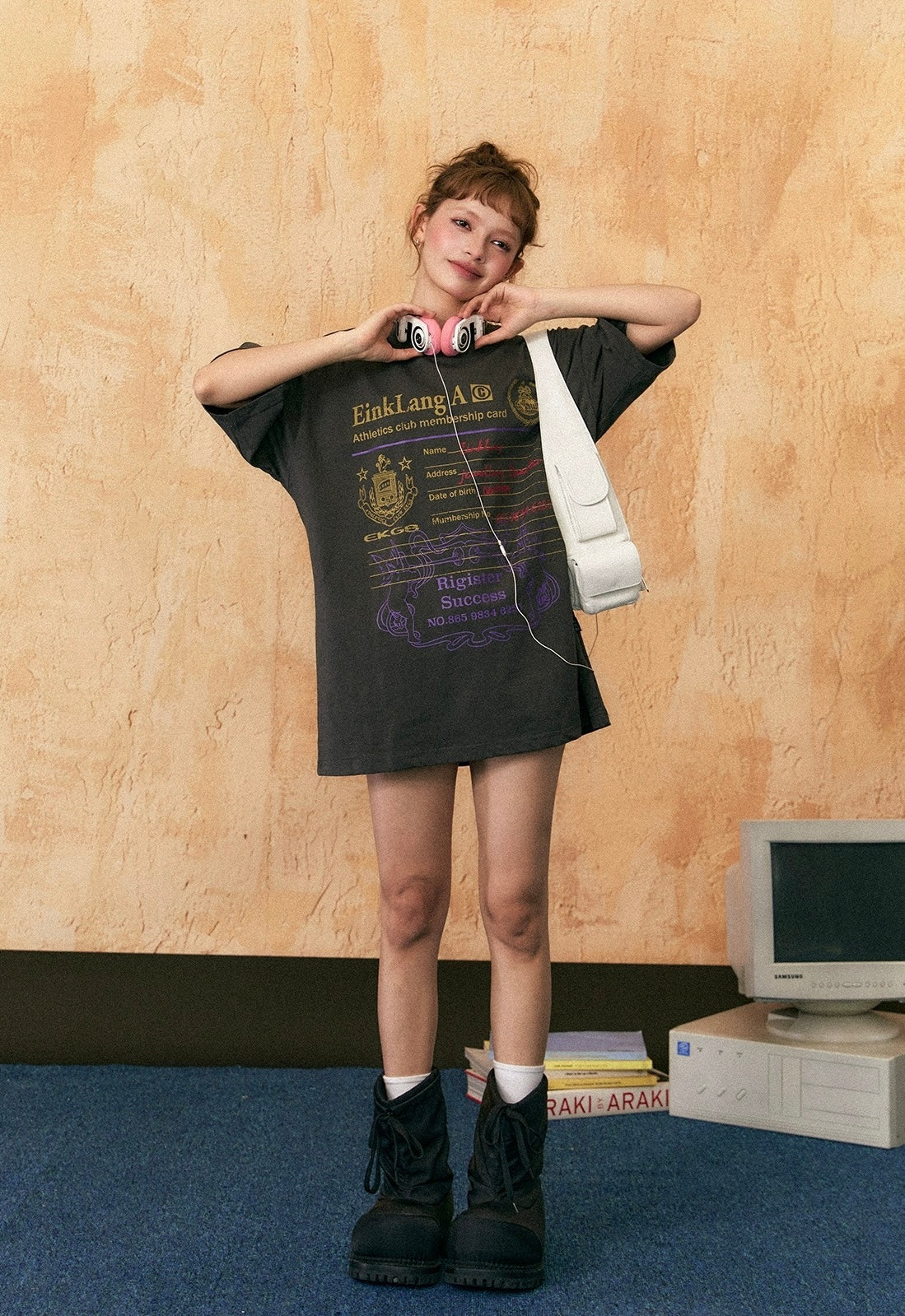 EZEK&STUDIO American Retro print casual short sleeve T-shirt