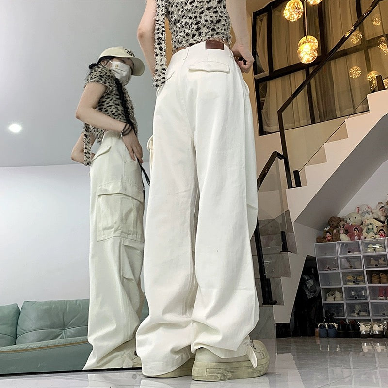 Konggeins American Straight Slim Wide Leg Pants