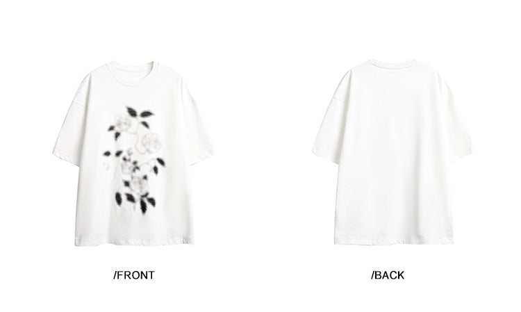 EZEK&STUDIO Hazy rose print short sleeve T-shirt