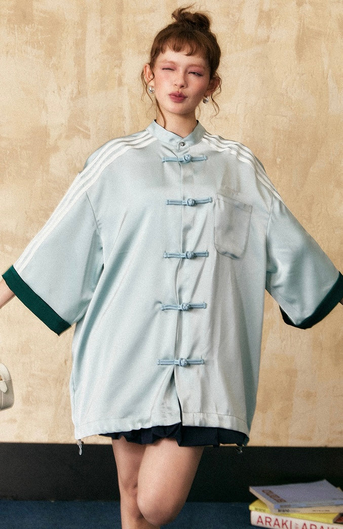 EZEK&STUDIO Chinese style striped short sleeve