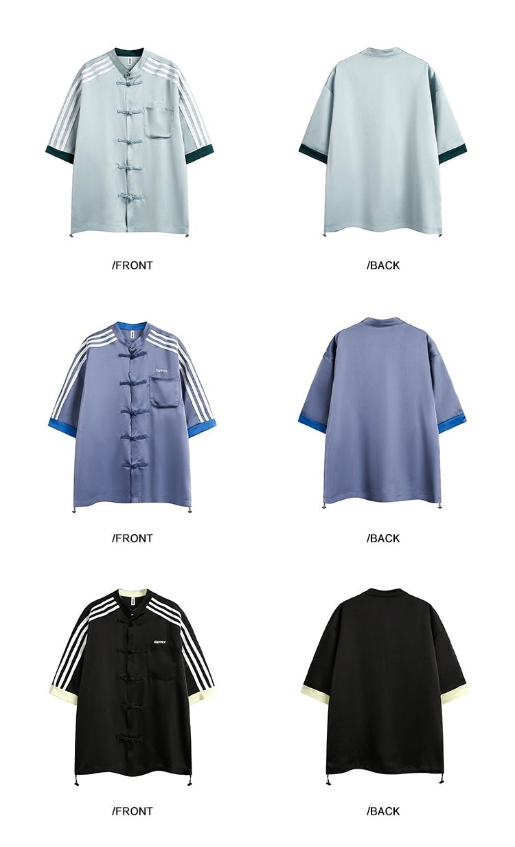 EZEK&STUDIO Chinese style striped short sleeve