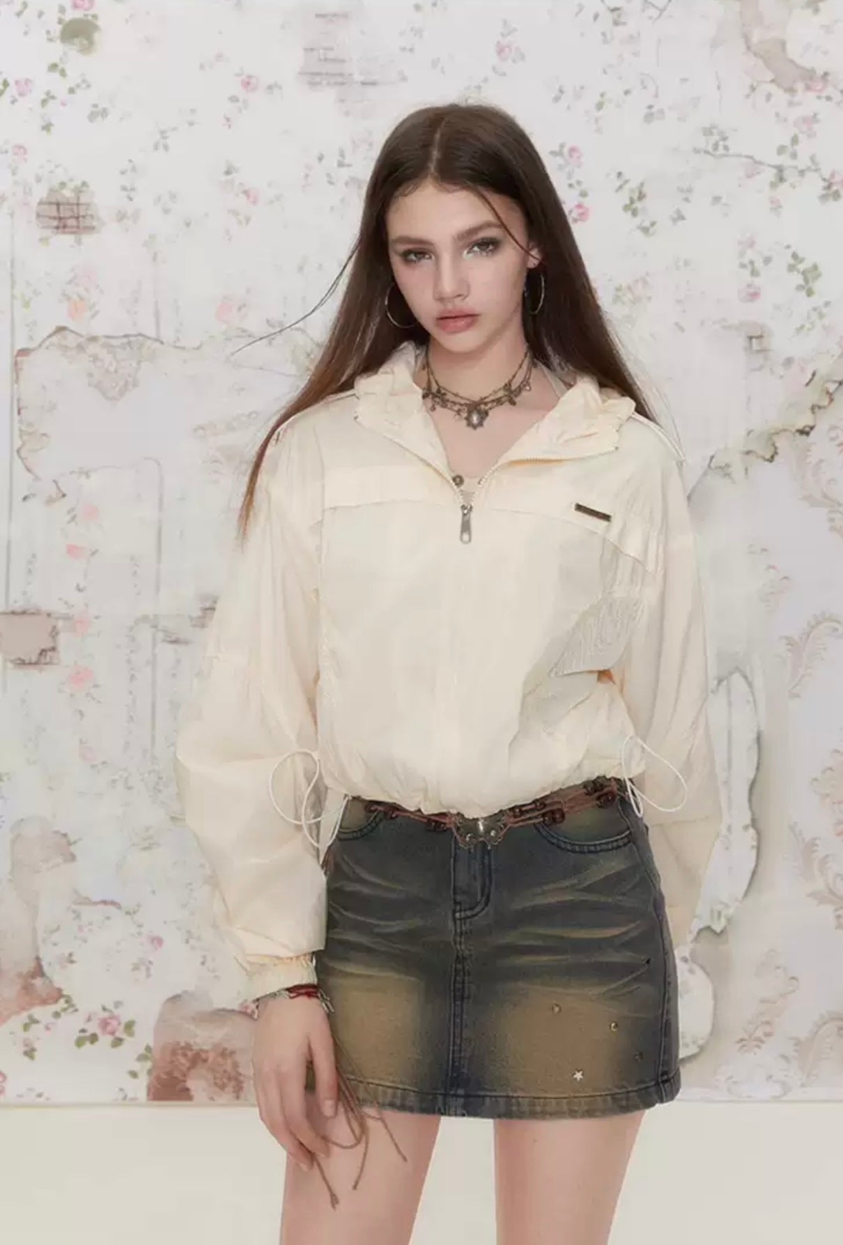 I'M ONE Mesh Stitching Workwear Style Sun Protection Shirt