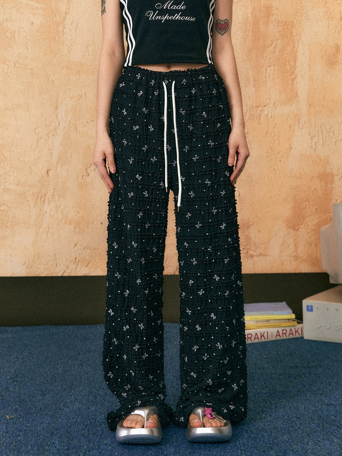 EZEK&STUDIO Printed lace straight pants
