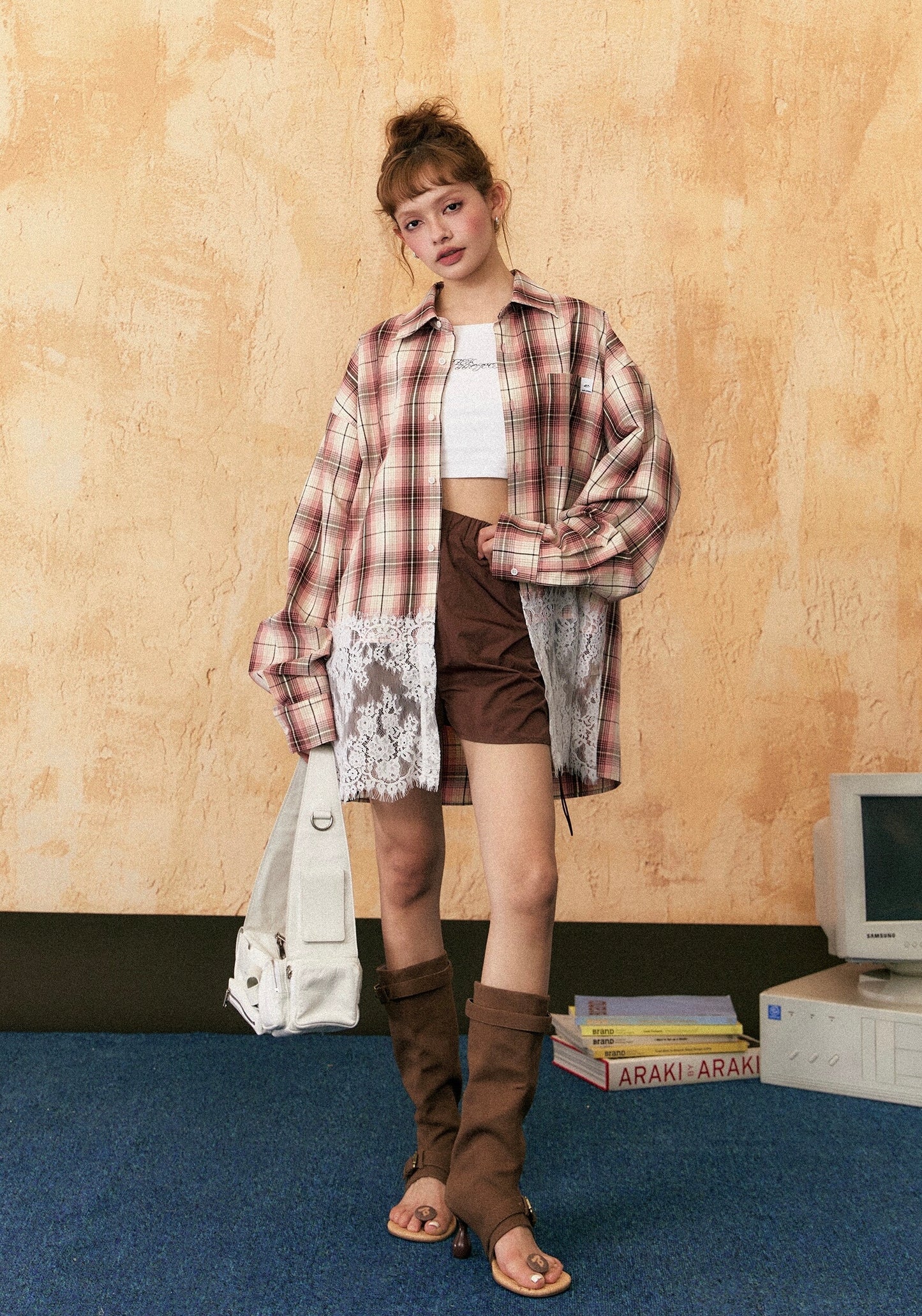 EZEK&STUDIO American retro plaid long sleeve shirt