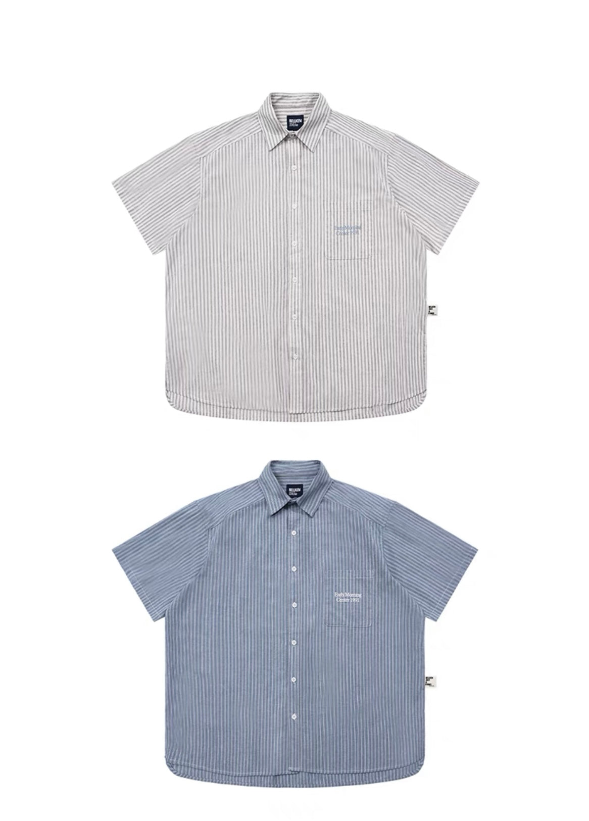 BELLKENIDE Retro vertical striped short sleeve shirt
