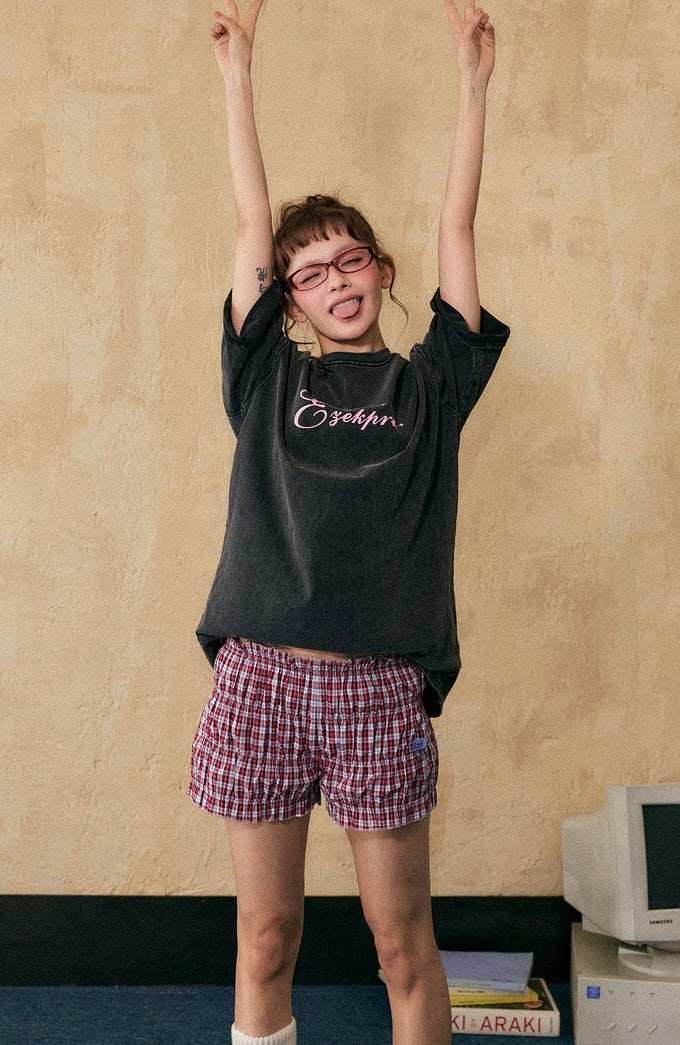 EZEK&STUDIO American Retro neck short sleeve T-shirt