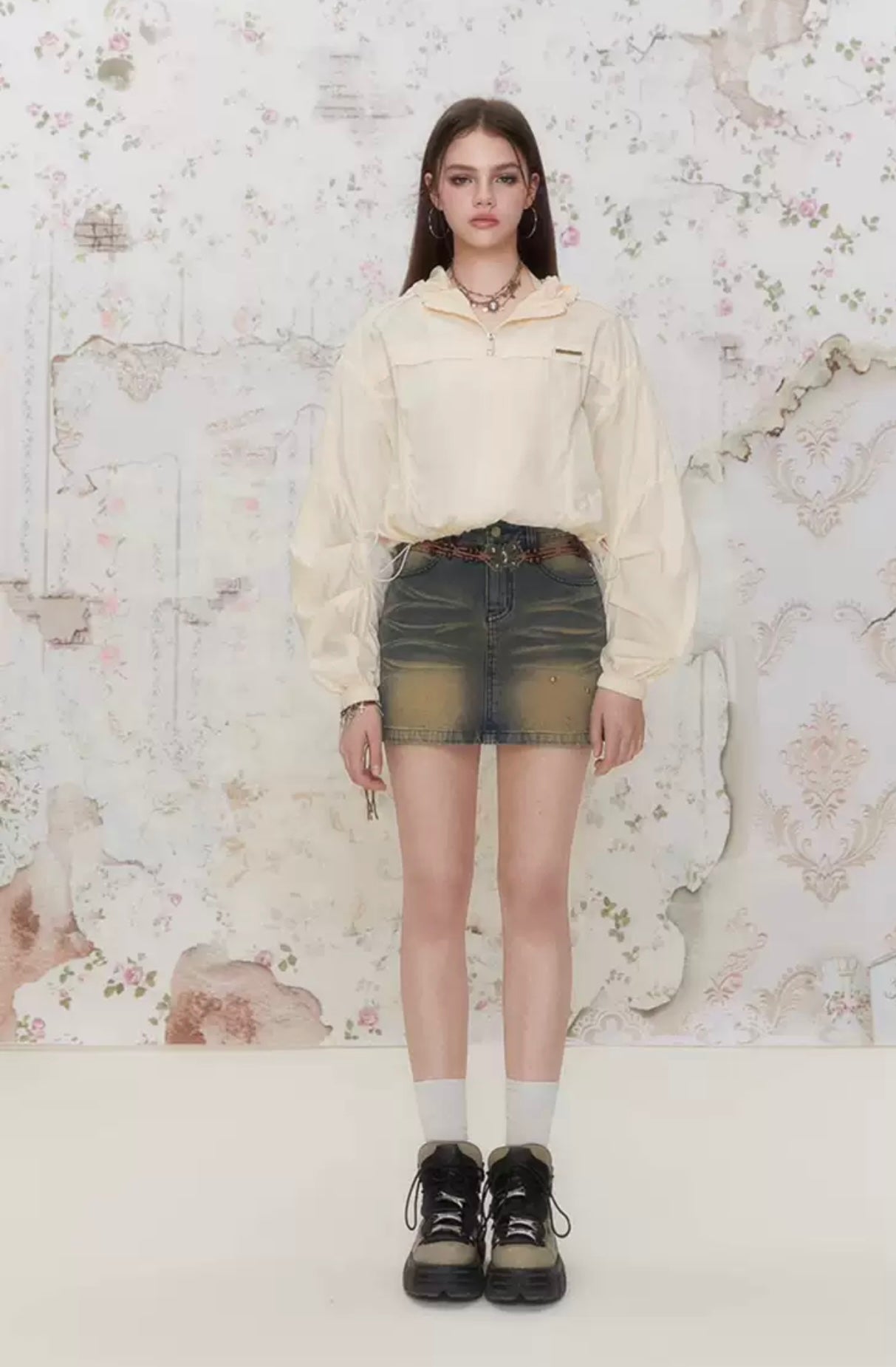I'M ONE Mesh Stitching Workwear Style Sun Protection Shirt