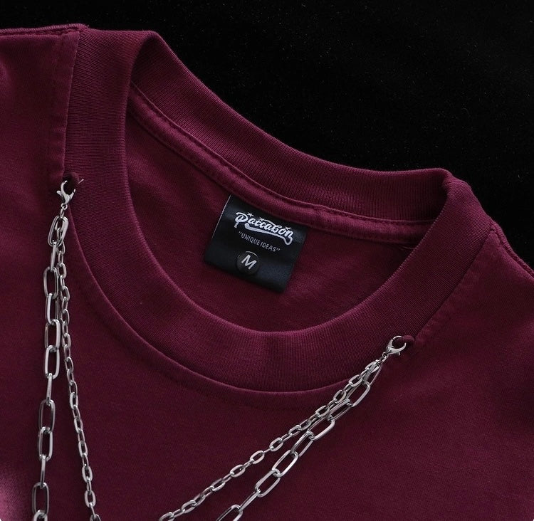 Konggeins Street Cross necklace short sleeve T-shirt