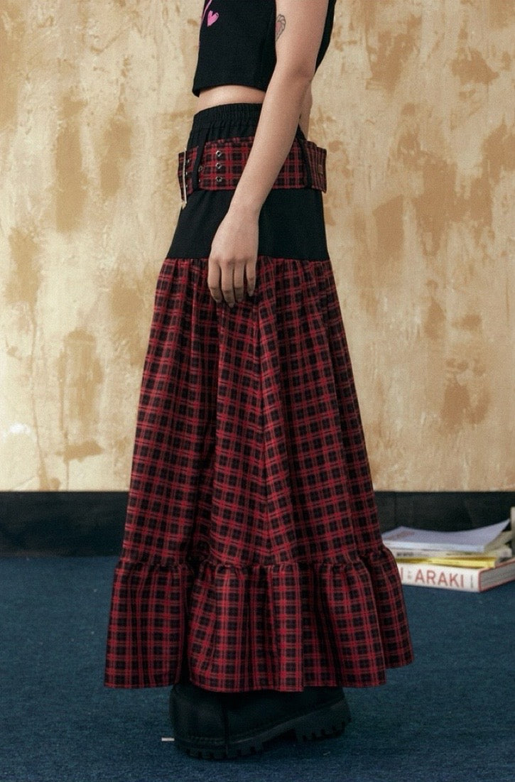 EZEK&STUDIO Rock Retro Red plaidskirt