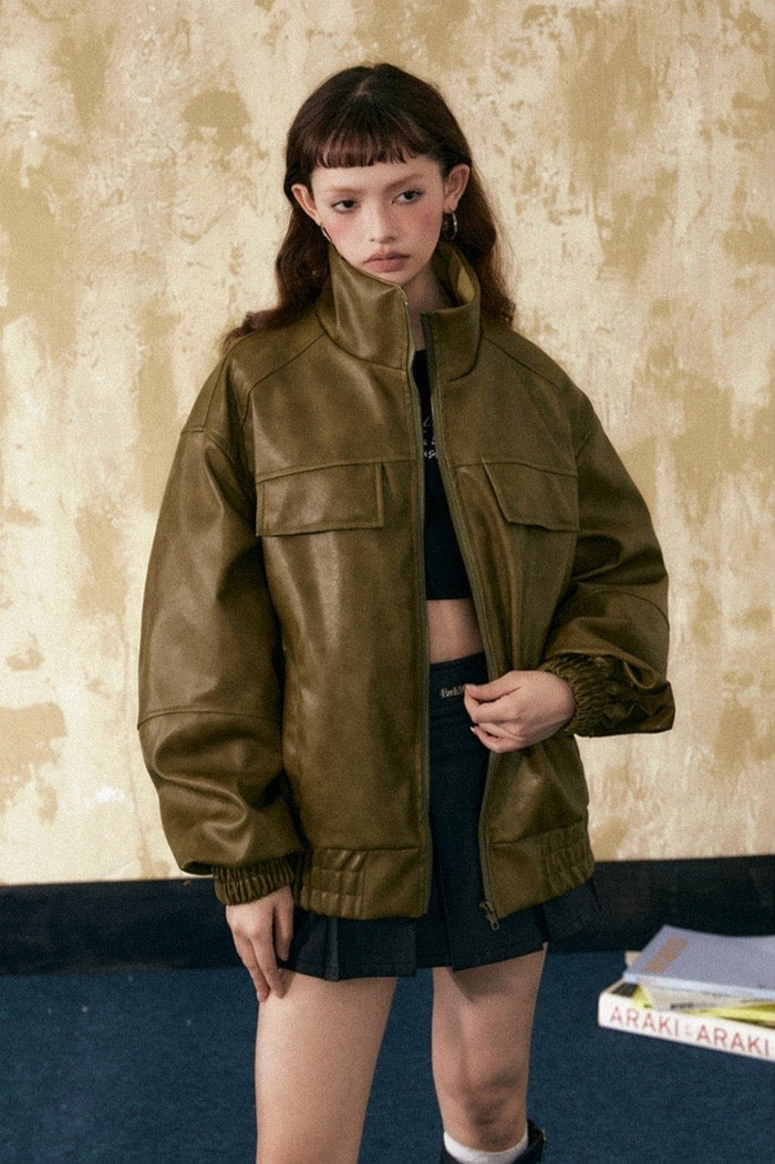 EZEK&STUDIO Retro Distressed Leather jaket