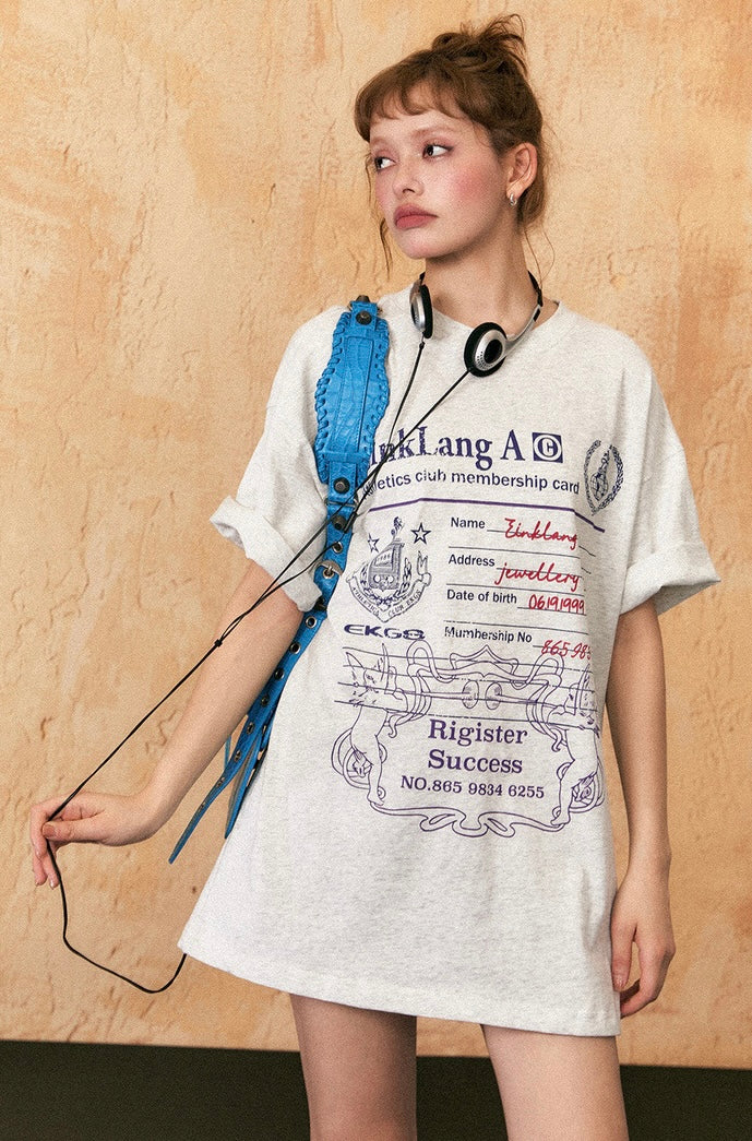 EZEK&STUDIO American Retro print casual short sleeve T-shirt