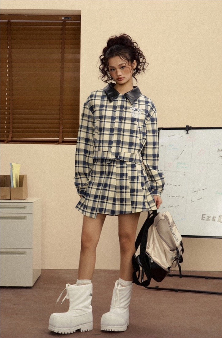EZEK&STUDIO Retro Vintage Plaid setuppants