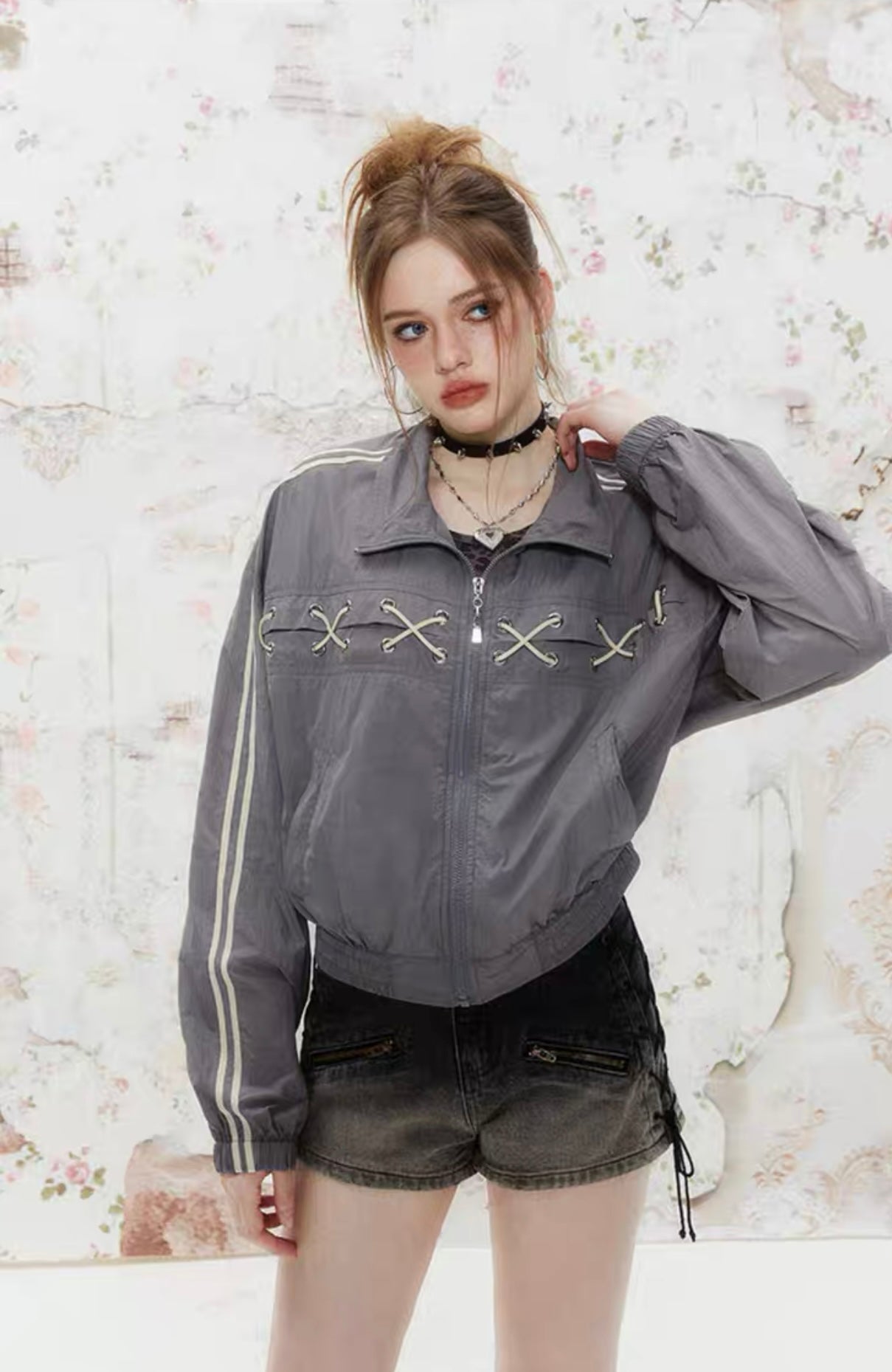 I'M ONE College Style Lace Stand Collar Sun Protection Shirt