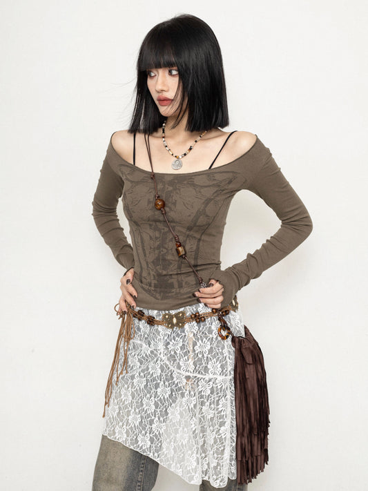 ZEROSTORE Hot Girl Short Top Inner Slim Long Sleeve T-Shirt