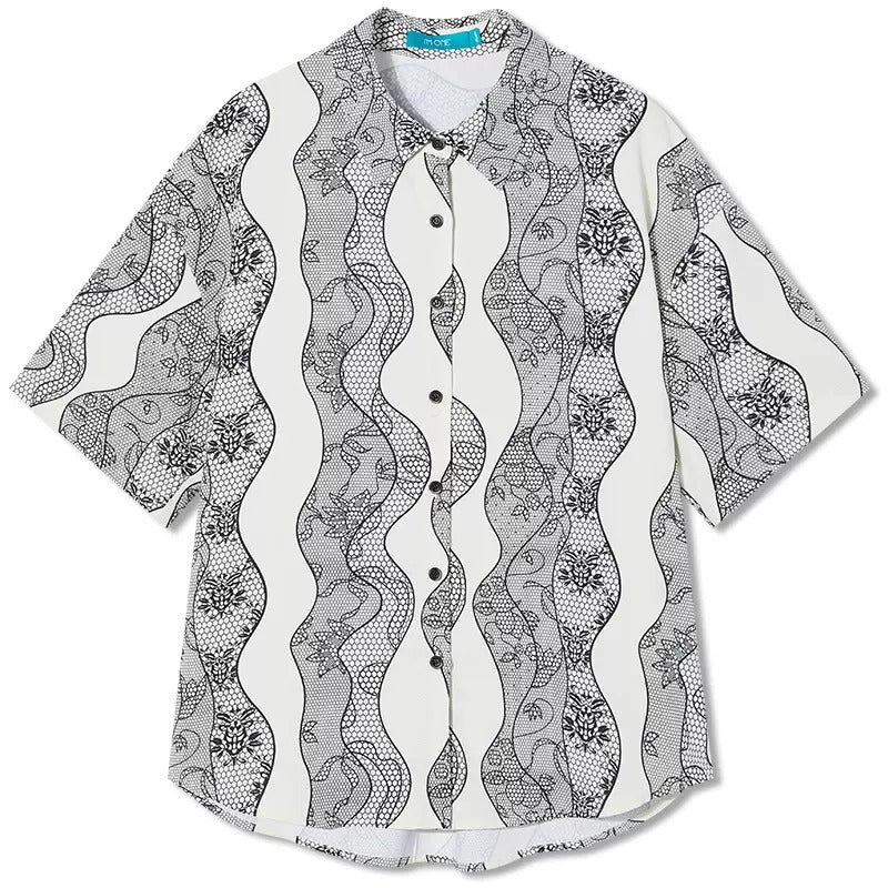 I'M ONE Street Style Lace Print Shirt