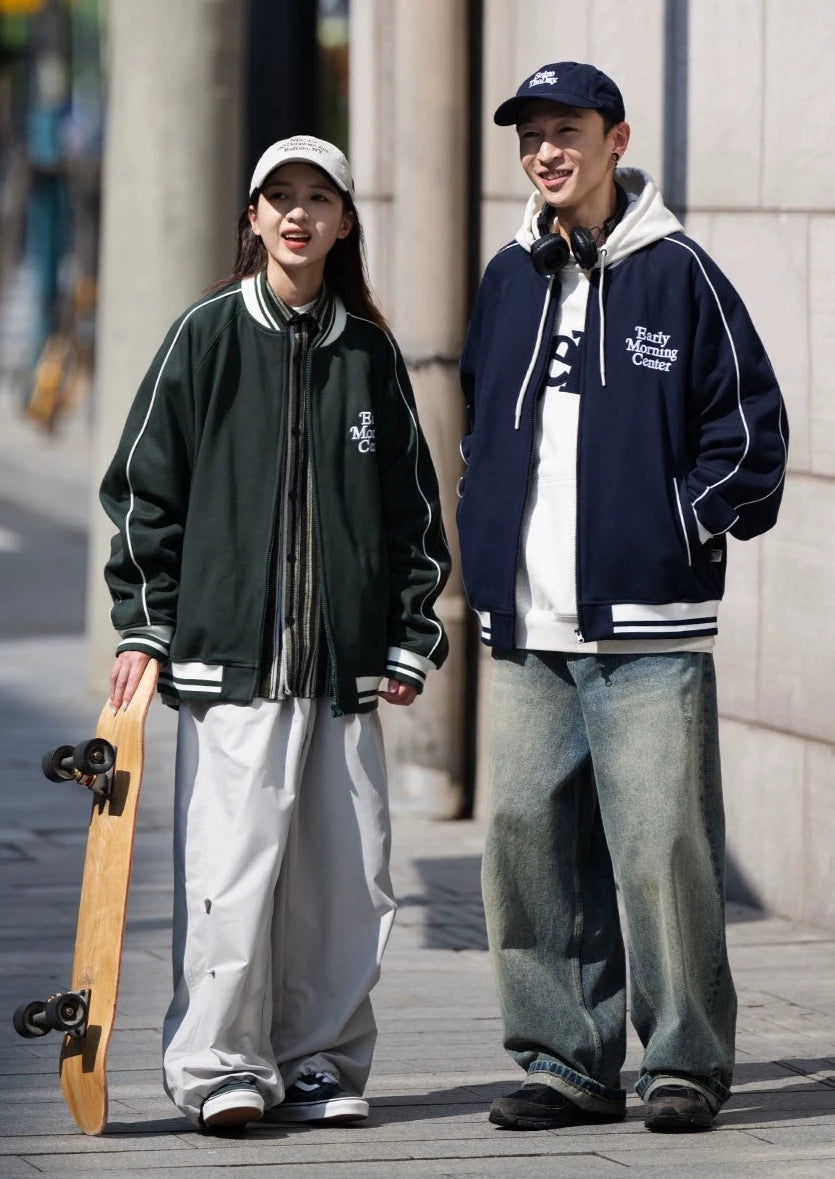 BELLKENIDE Simple Embroidery Baseball Jacket