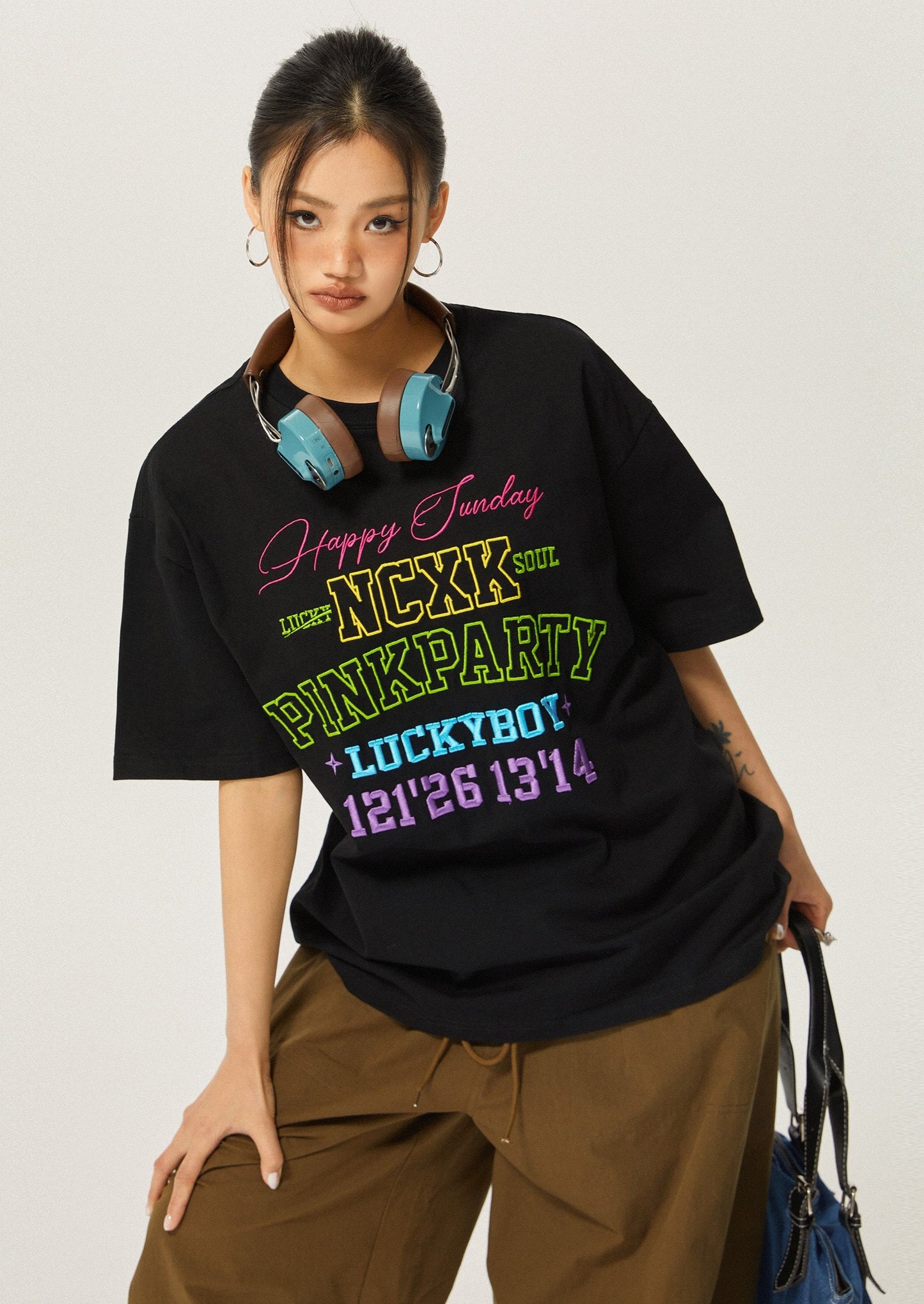 EZEK&STUDIO Retro Hiphop Print T-shirt