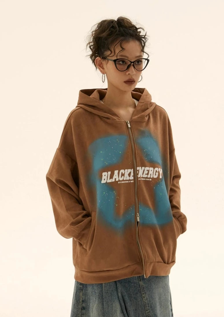EZEK&STUDIO Graphic Star Zip Hoodie