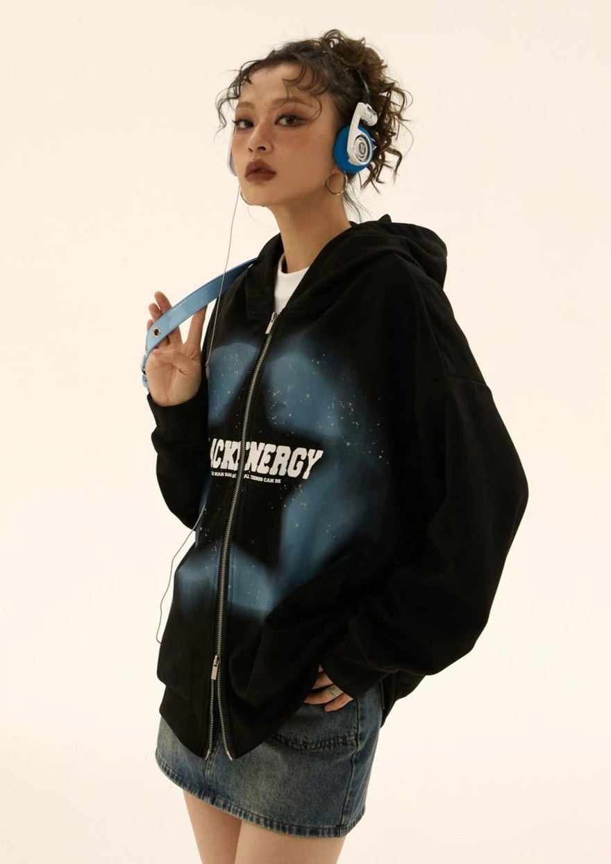 EZEK&STUDIO Graphic Star Zip Hoodie