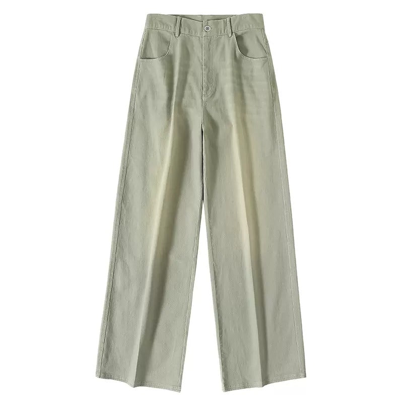 CRYING CENTER Basil Green Old Loose-fitting Jeans