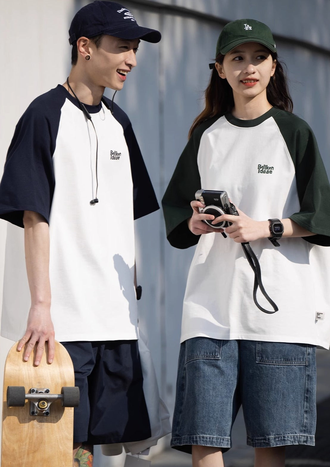 BELLKENIDE Raglan Skater Style Short Sleeve T-shirt
