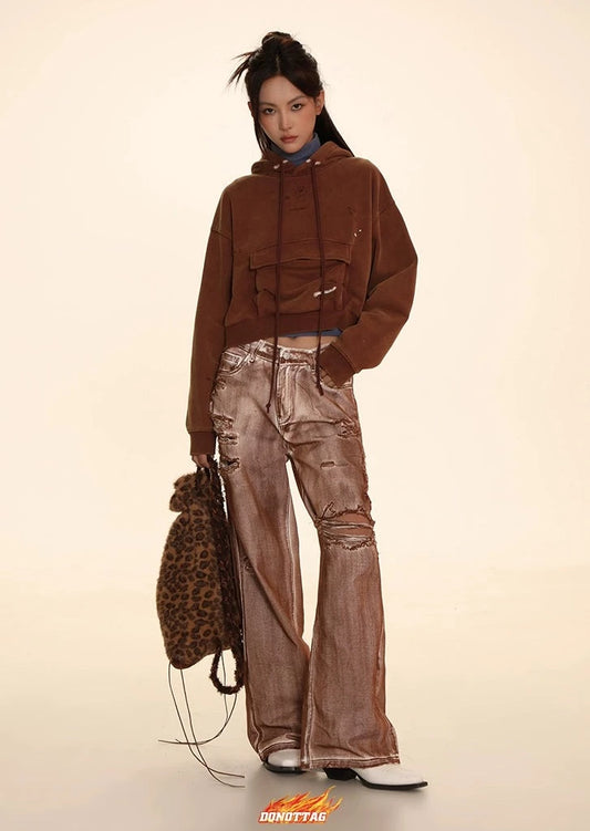 DONOTTAG retro design dirty ripped jeans