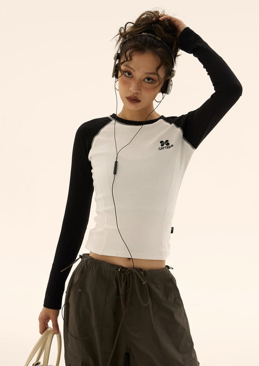EZEK&STUDIO Splicing Long-Sleeved T-shirt