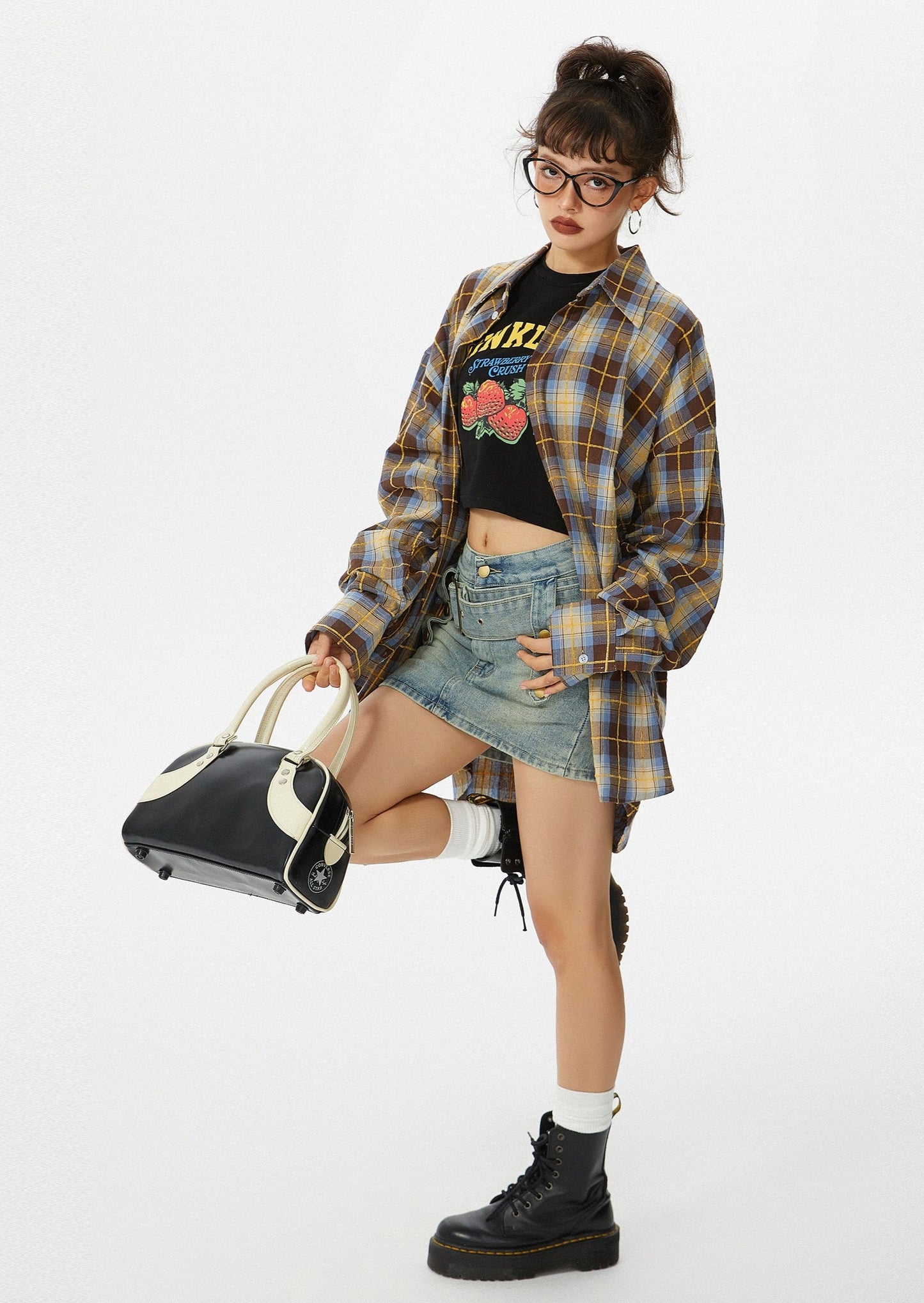 EZEK&STUDIO Retro Plaid Long shirt