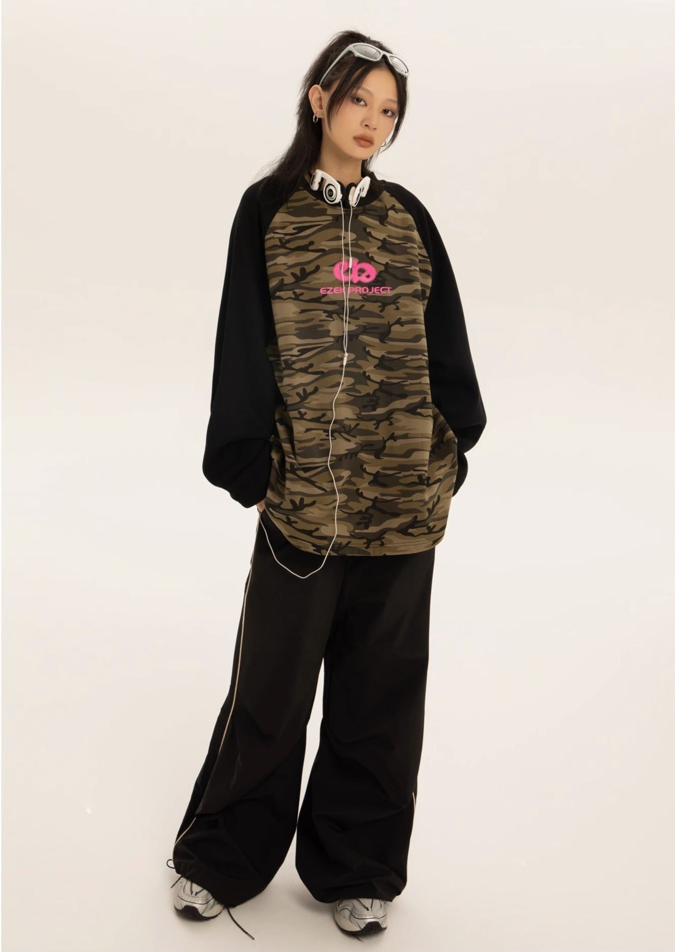EZEK&STUDIO Splicing Camouflage Long-Sleeved T-shirt
