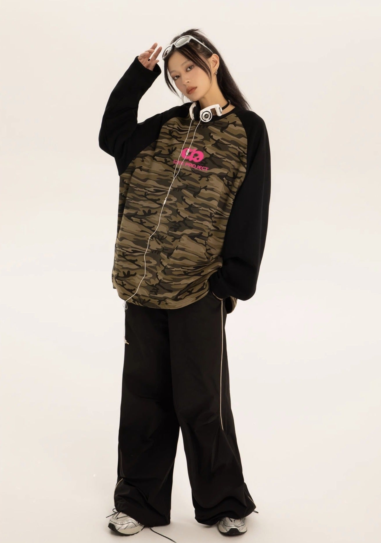 EZEK&STUDIO Splicing Camouflage Long-Sleeved T-shirt