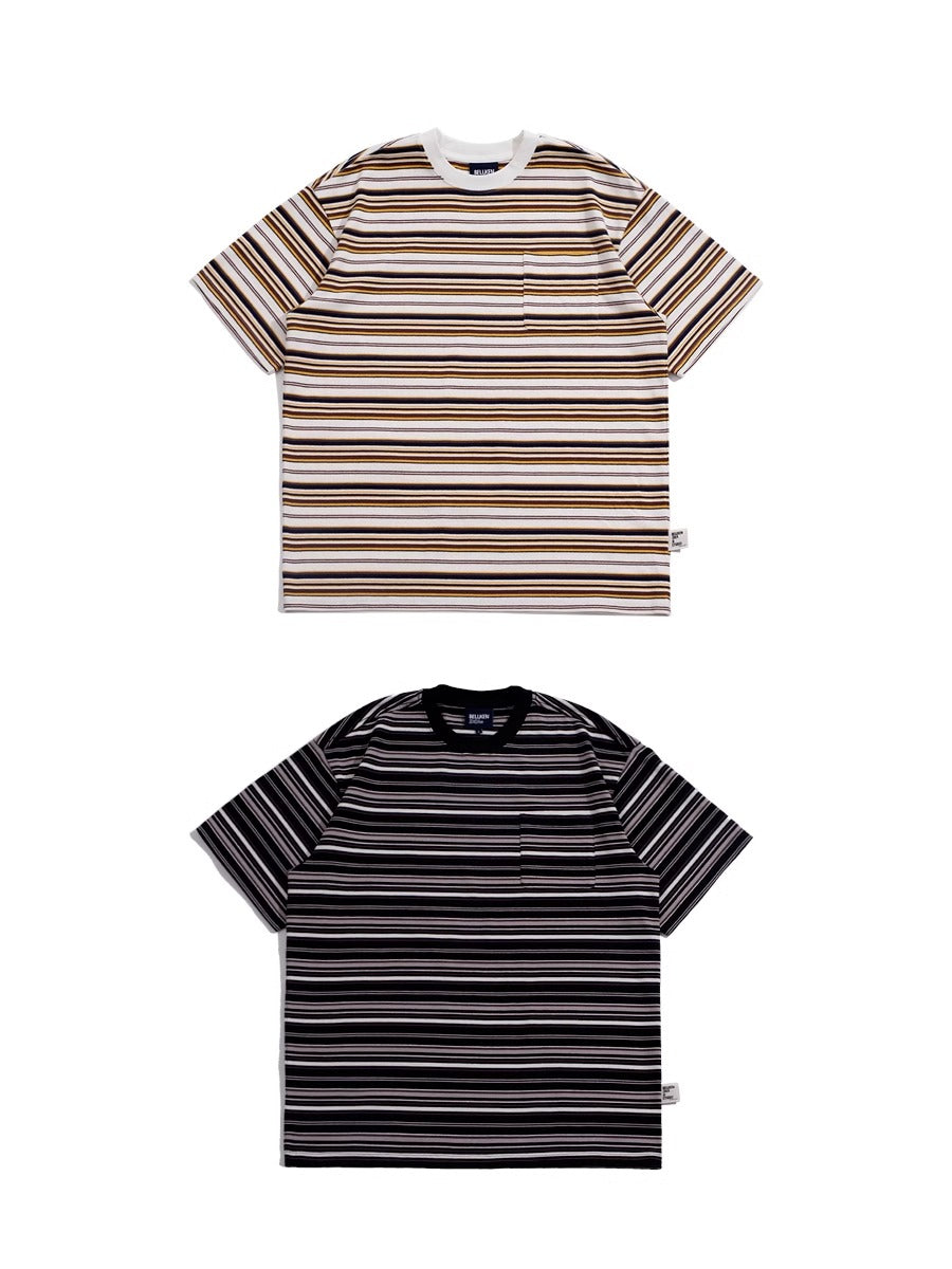 BELLKENIDE Multi Stripes Round Neck T-shirt
