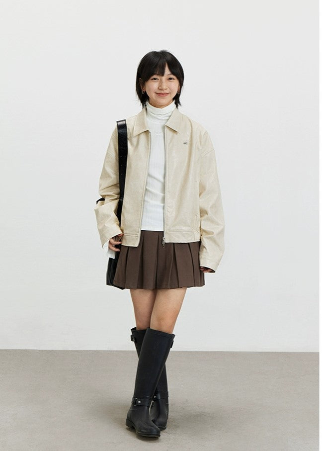 CRYING CENTER Distressed Leather Jacket