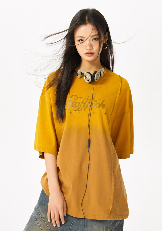 EZEK&STUDIO American Retro Loose Yellow T-shirt