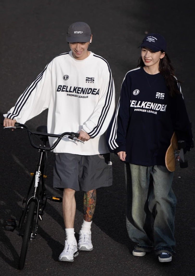 BELLKENIDE Cotton Three Stripes Long Sleeve T-Shirt