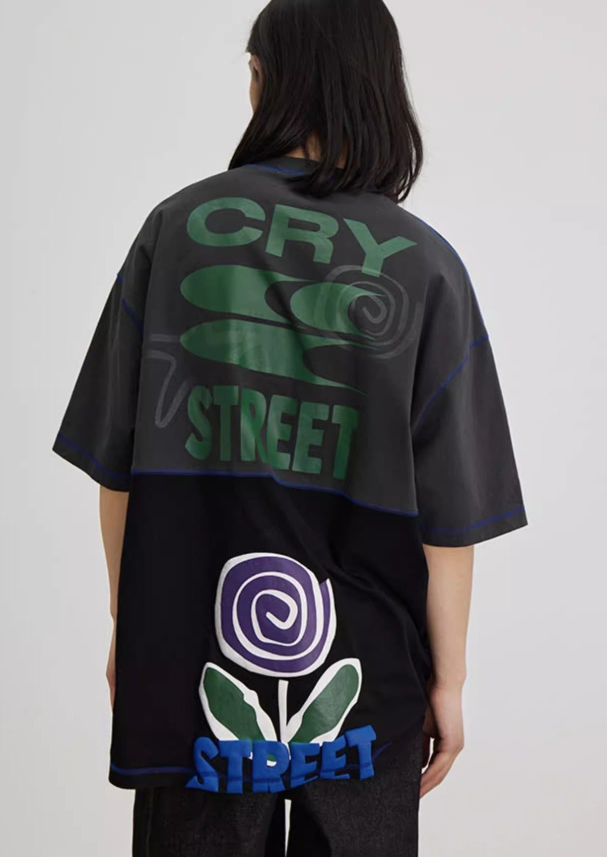 CRYING CENTER Flower Back Prin T-shirt