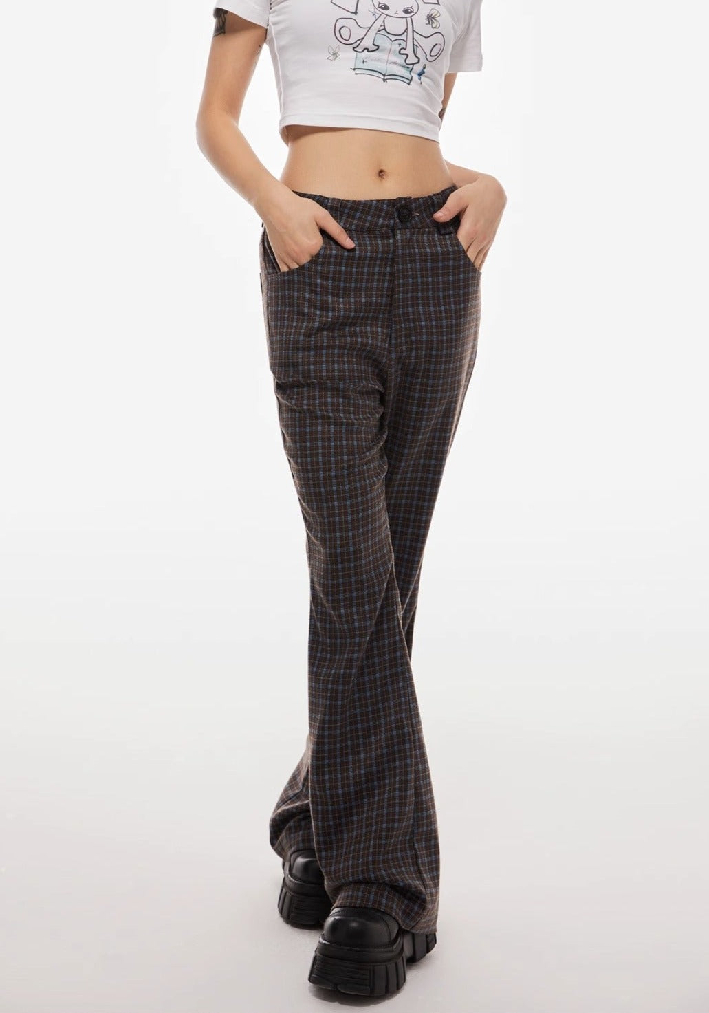 EZEK&STUDIO American Checked Loose Straight Pants