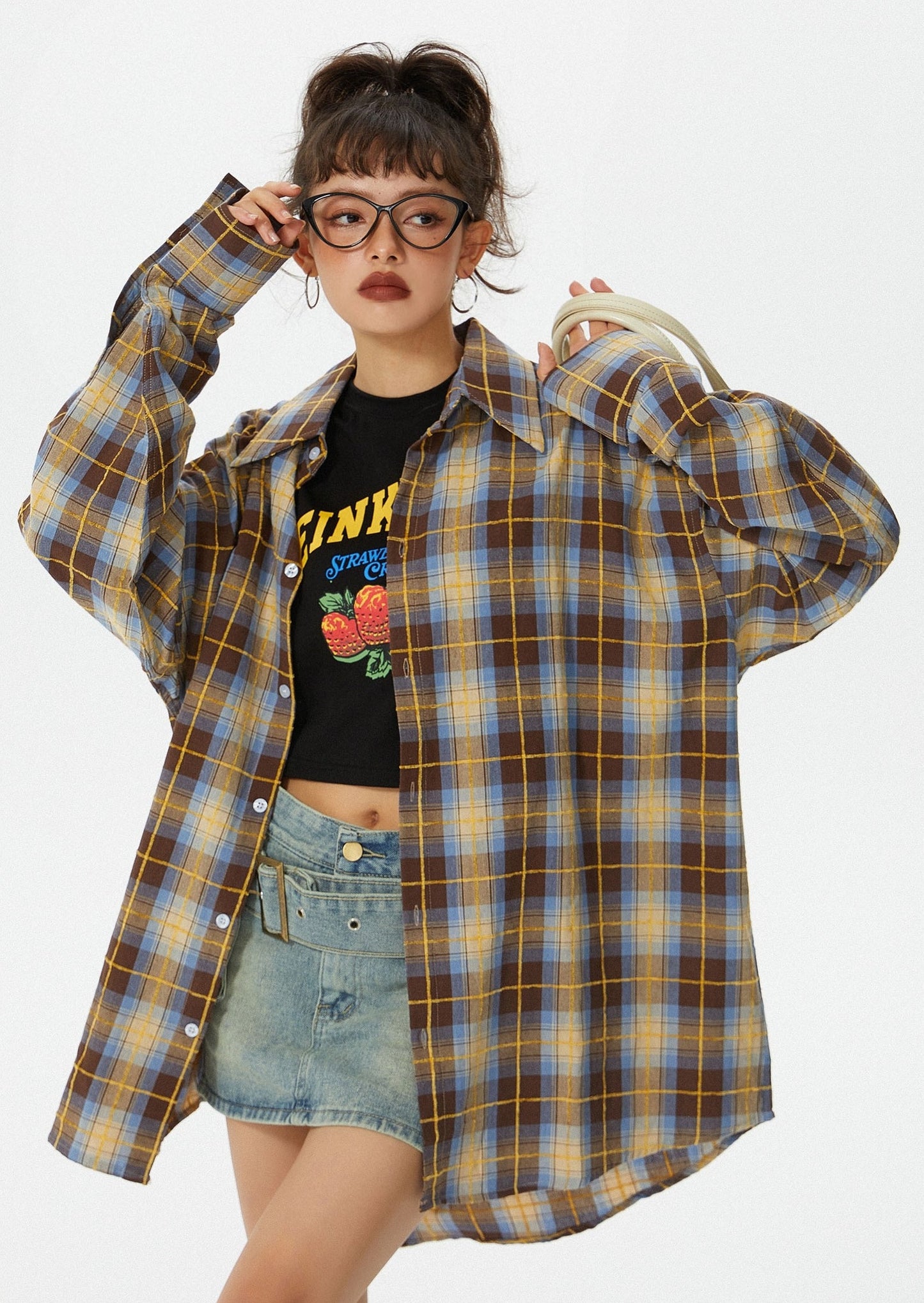 EZEK&STUDIO Retro Plaid Long shirt