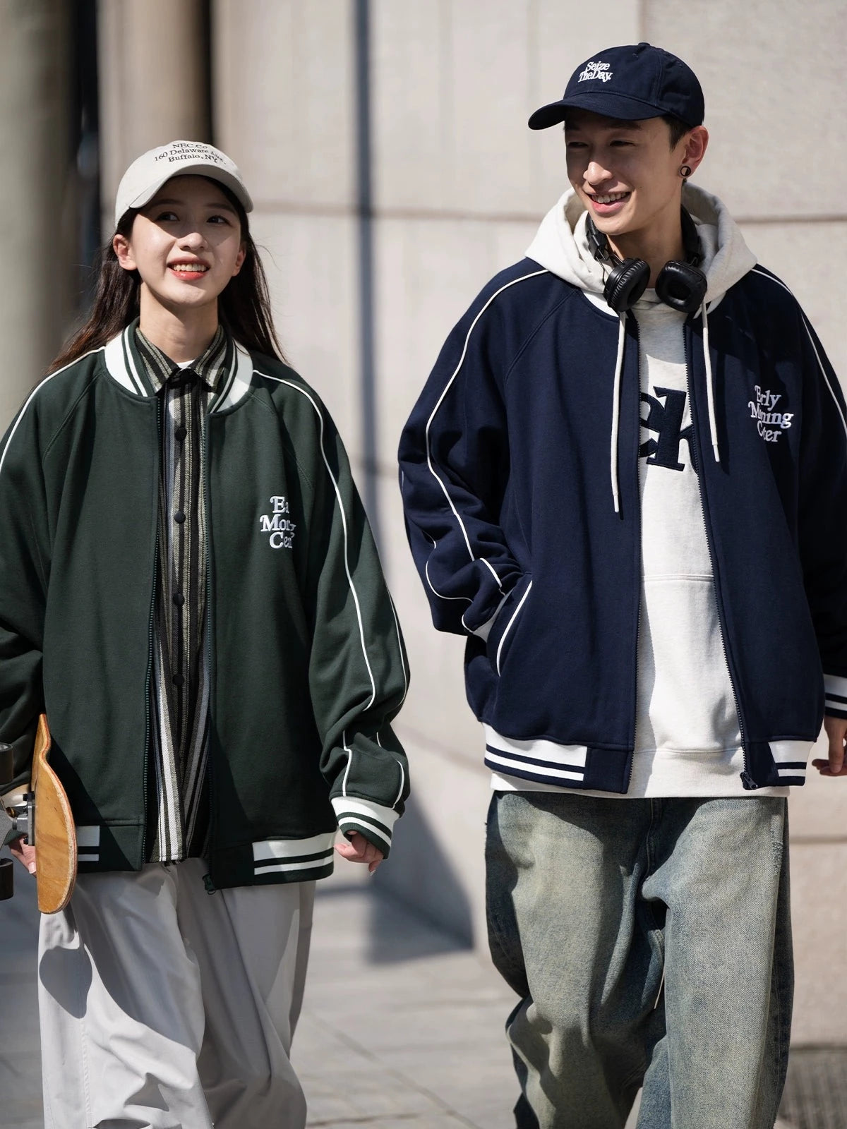 BELLKENIDE Simple Embroidery Baseball Jacket