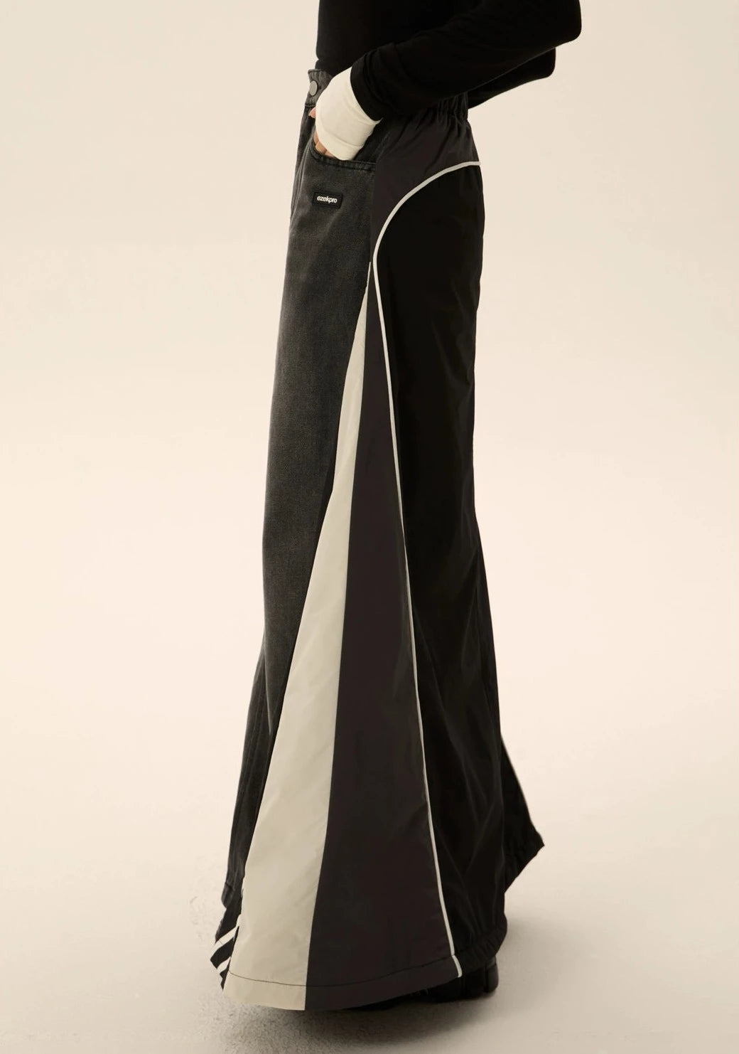 EZEK&STUDIO Splicing Denim Long Skirt