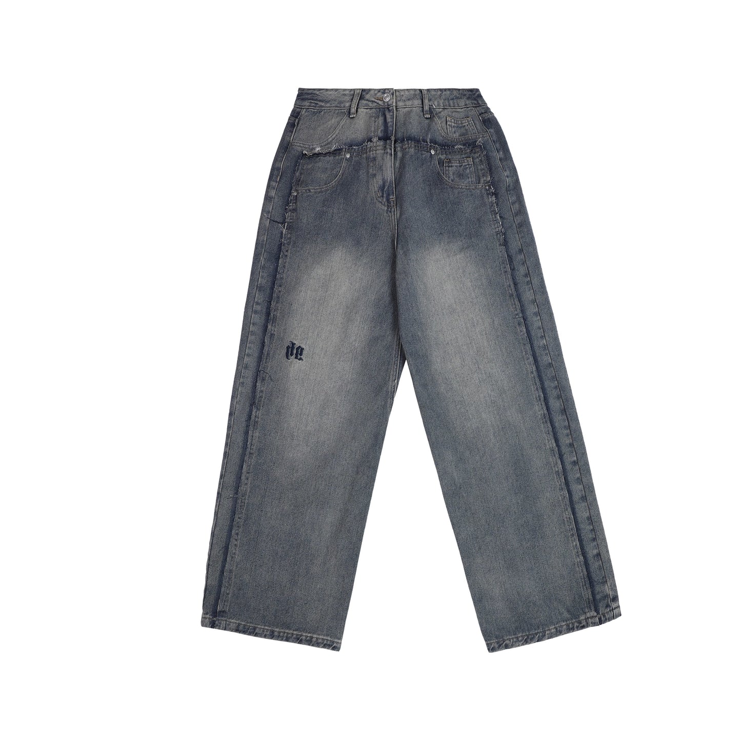 EZEK&STUDIO Old High Waist Loose Wide Denim Pants