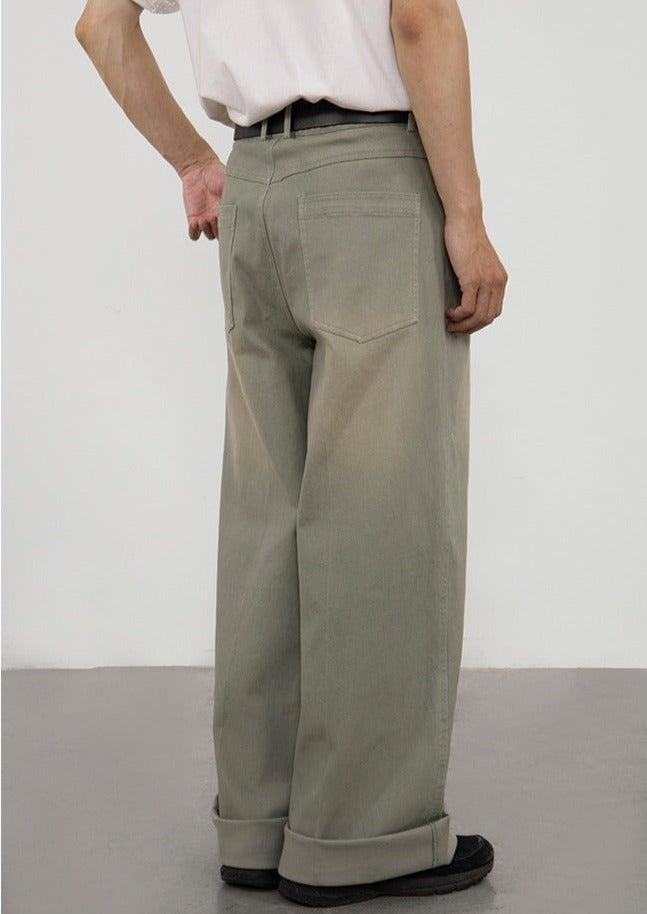 CRYING CENTER Basil Green Old Loose-fitting Jeans