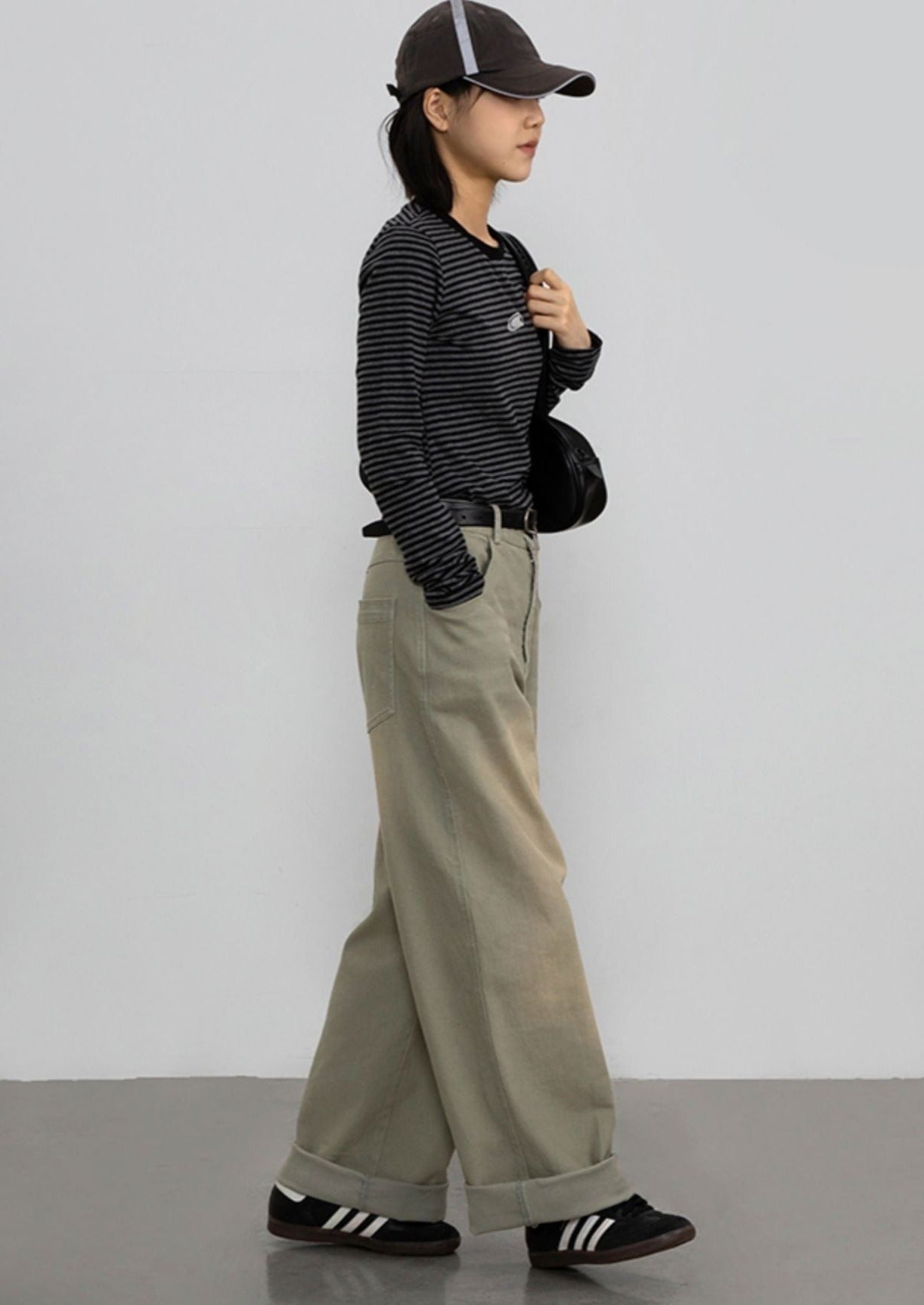 CRYING CENTER Basil Green Old Loose-fitting Jeans