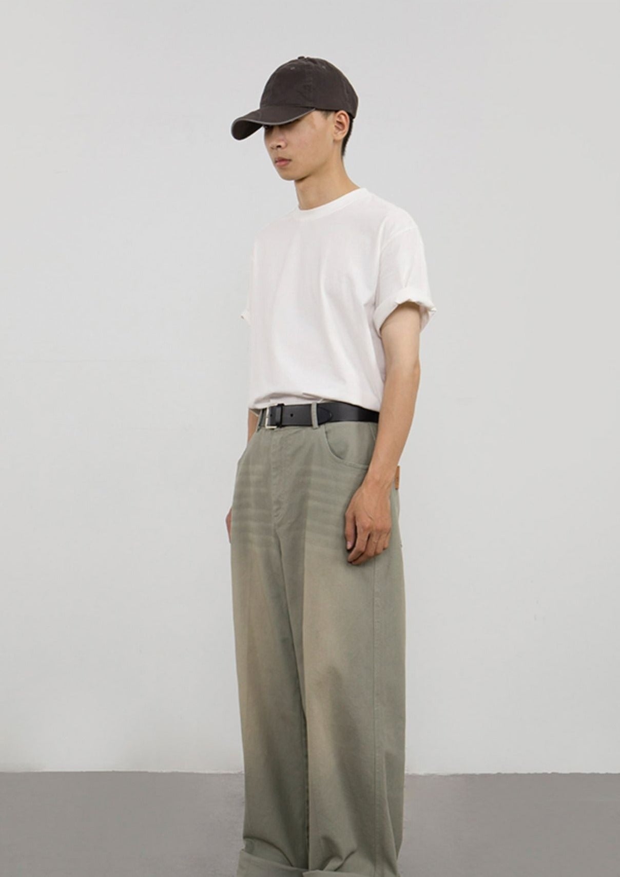 CRYING CENTER Basil Green Old Loose-fitting Jeans
