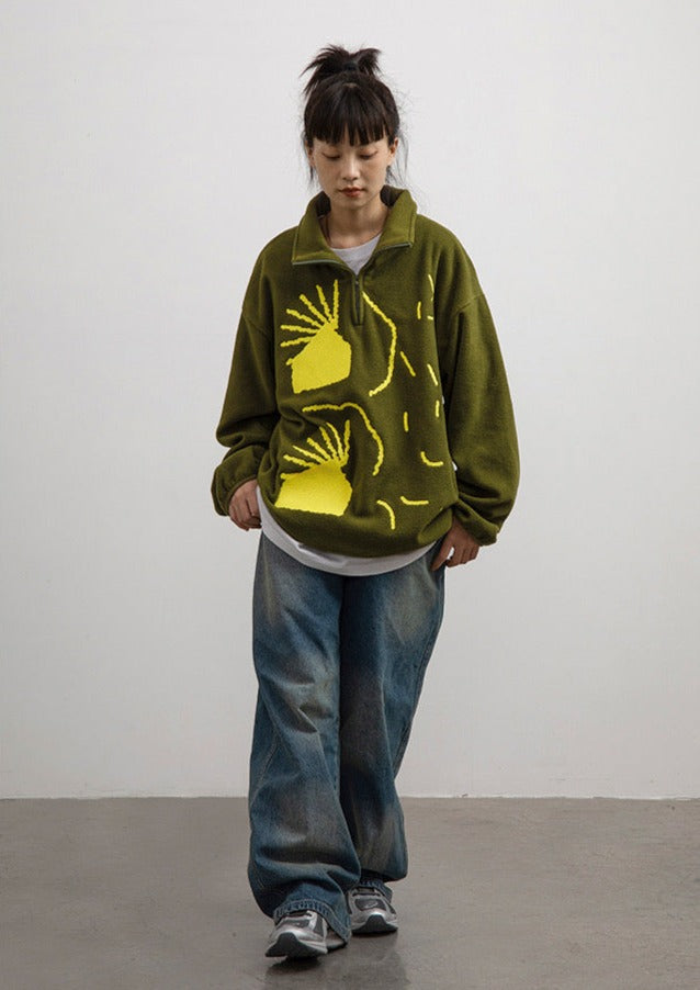 CRYING CENTER Graphic Fleece Half Zip