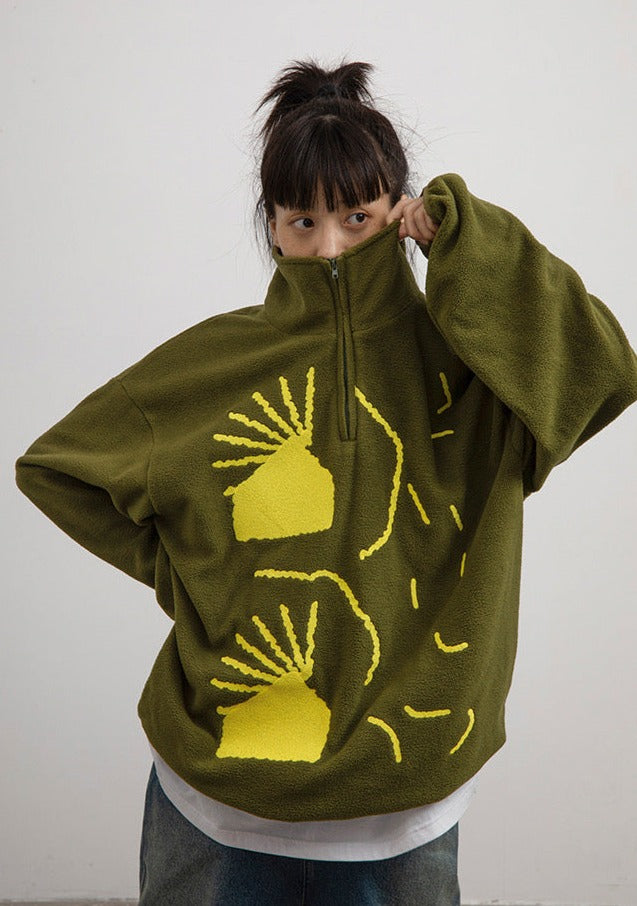 CRYING CENTER Graphic Fleece Half Zip