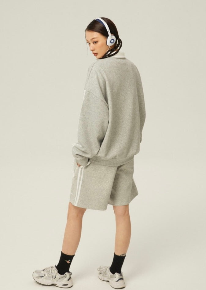 EZEK&STUDIO Half-button Collar Sweatshirt
