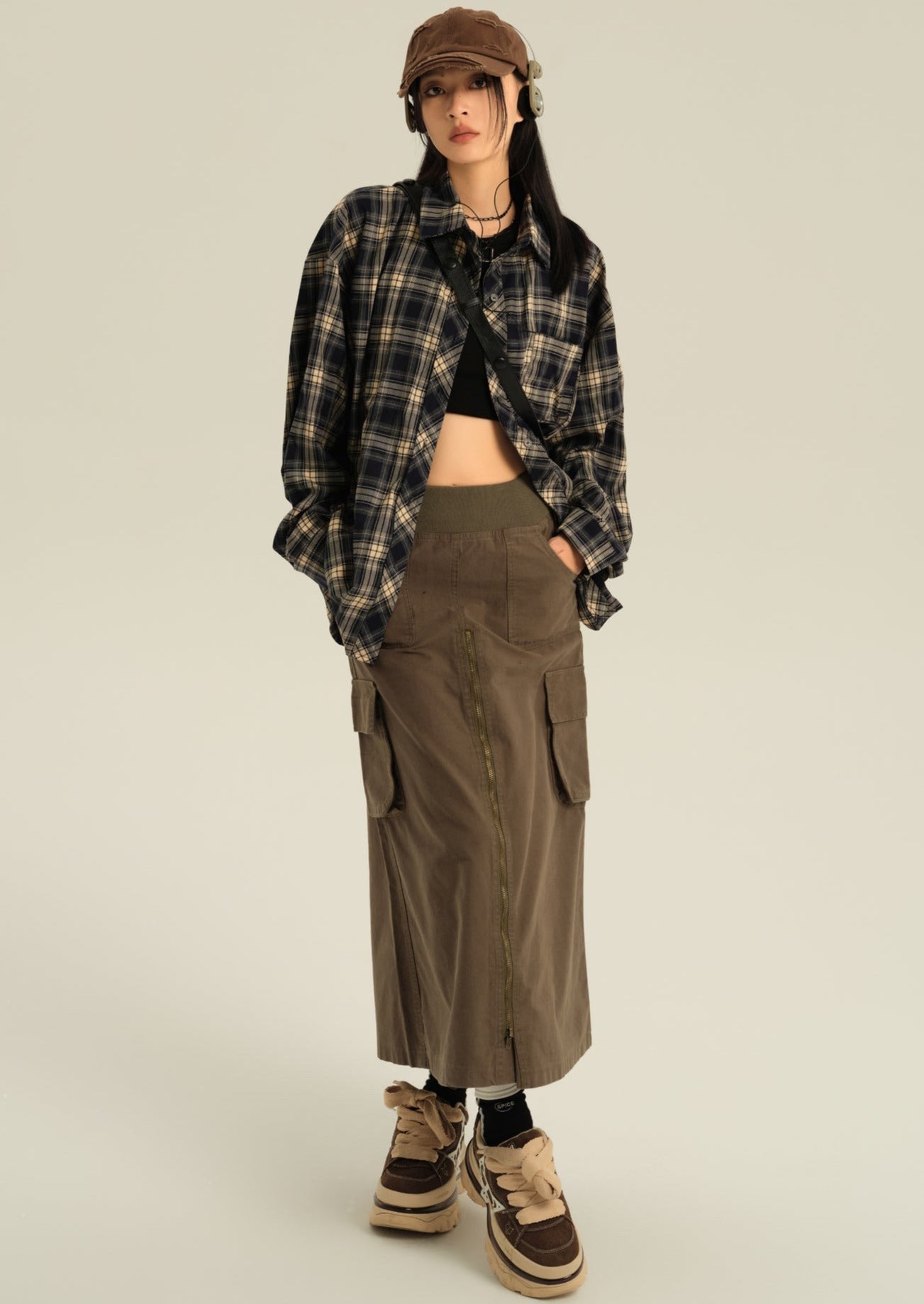 EZEK&STUDIO Casual Loose Check Shirt