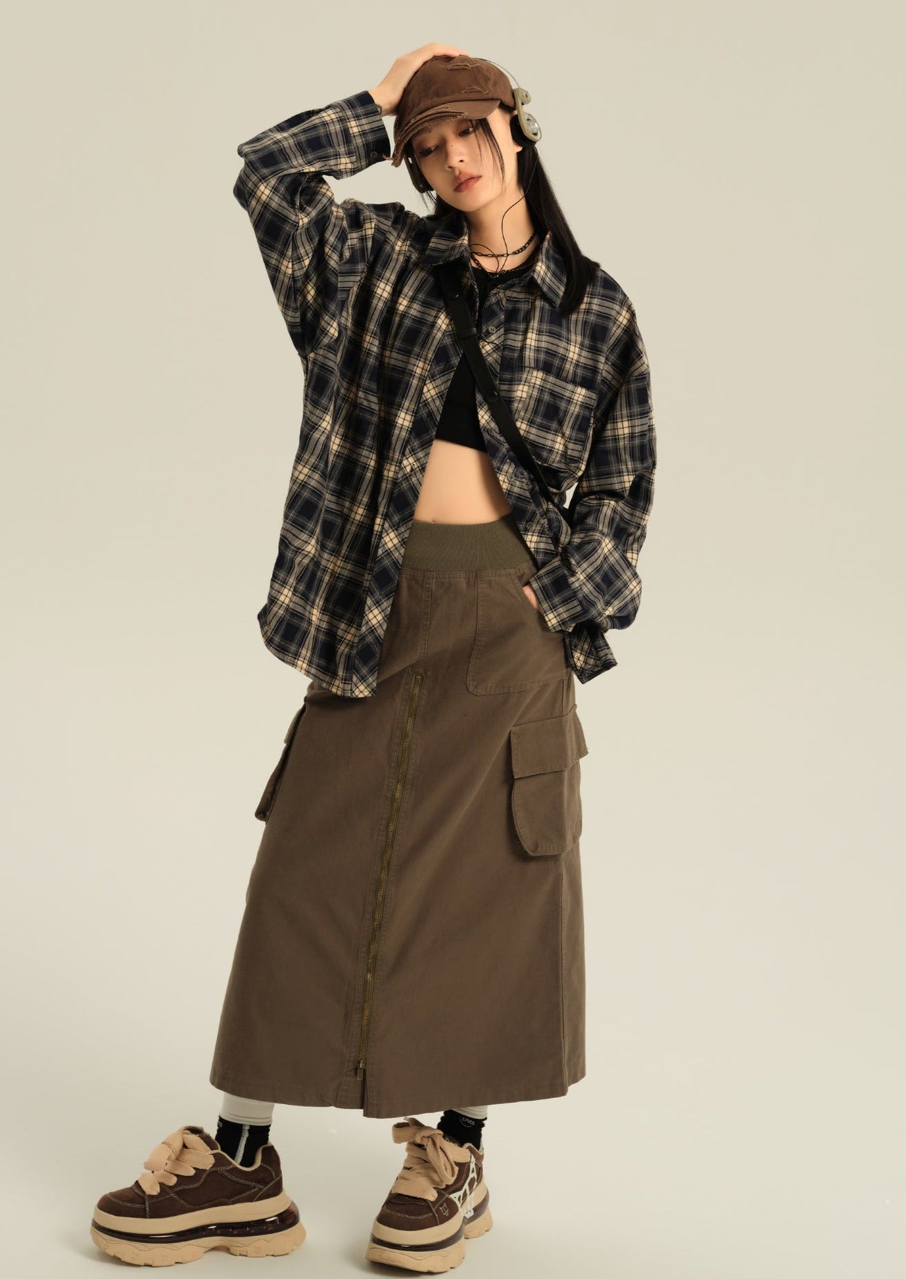 EZEK&STUDIO Casual Loose Check Shirt